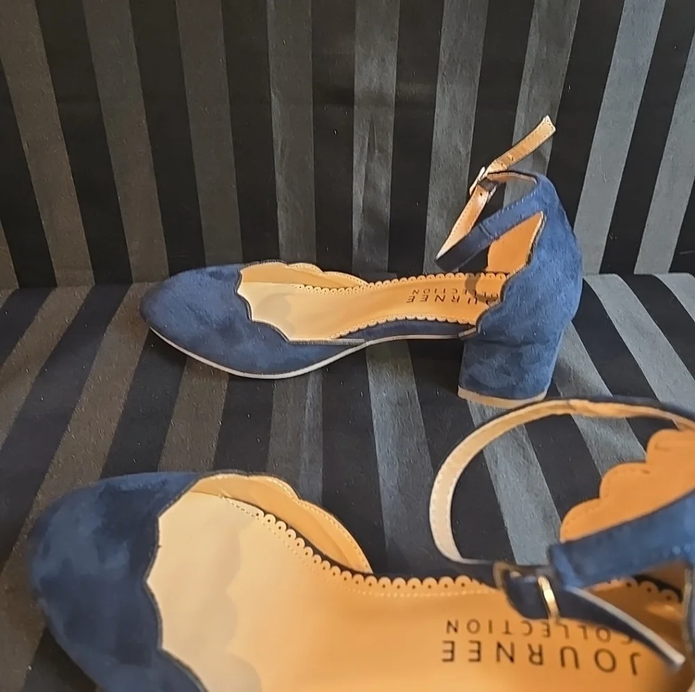 New No Box Journee Collection Women's US 8 Edna Pump Heels Navy Blue - Picture 12 of 13